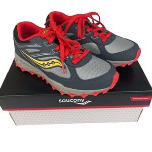 Saucony Kids Cohesion TR14 Lace Sneakers Running Shoes Gray and Red Size 13